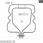 Heizelement Unterhitze 650/650W 230V/86V, OT!