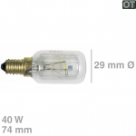 Lampe E14 40W 29mm 74mm 230/240V, OT!