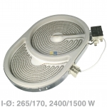 Strahlheizkrper 265x170mm 2400/1500W 230V oval EGO 10.57411.604 HiLight-Heizkrper