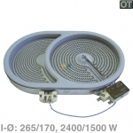 Strahlheizkrper 265x170mm 2400/1500W 230V oval
