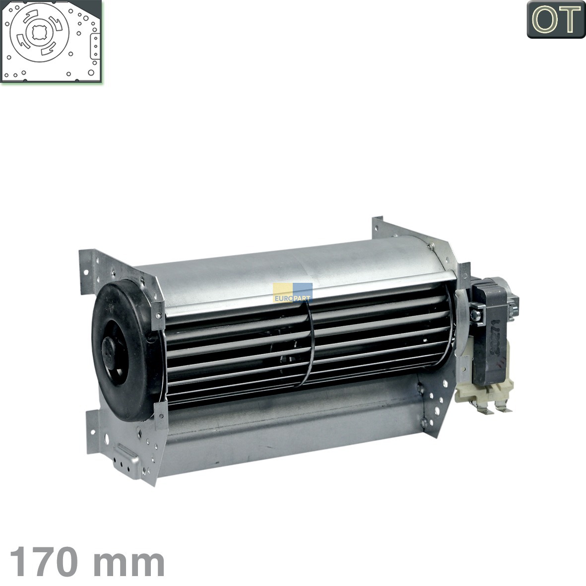 Querstromlüfter 170mm TypB Motor rechts 244865 - ABEA Hausgeräte