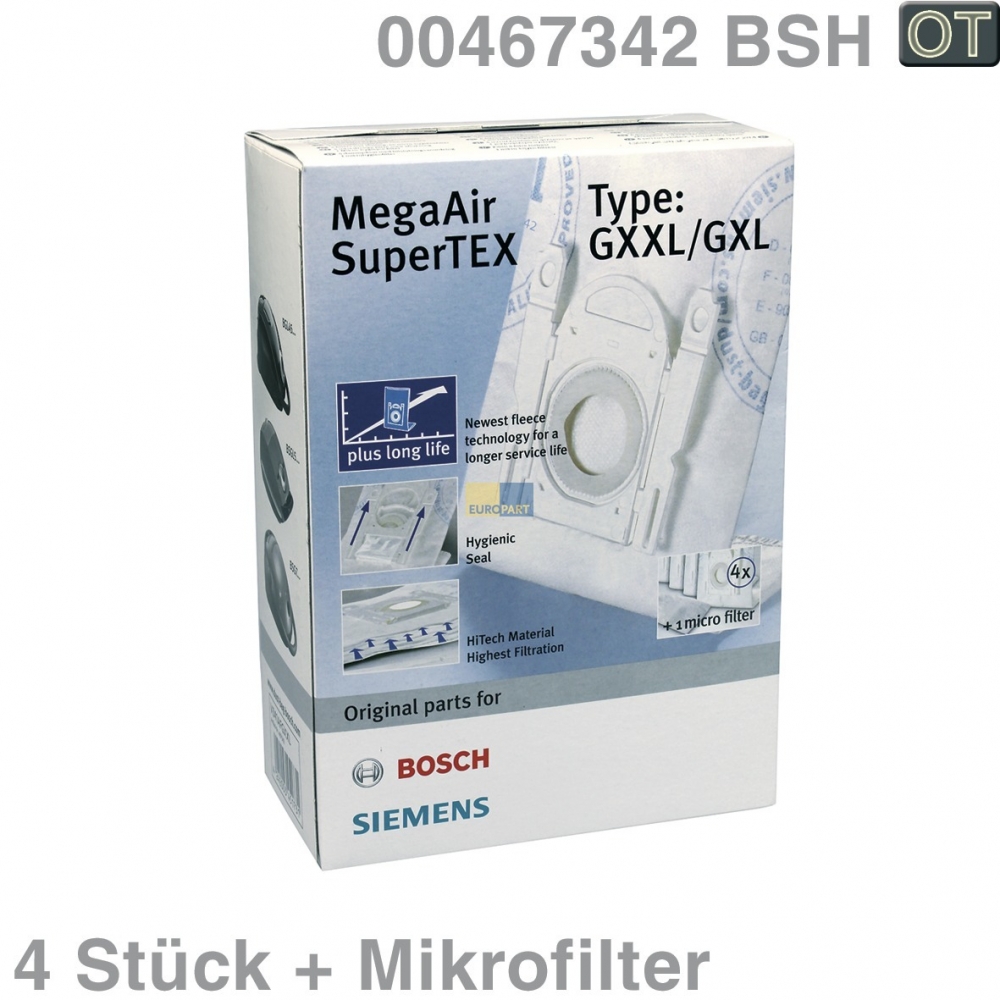 Filterbeutel BOSCH Typ GXXL / Typ GXL, Typ G ALL 4 Stk