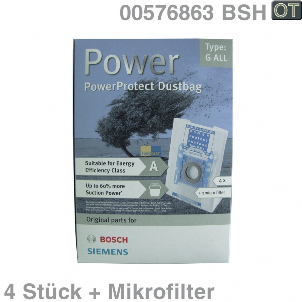 Filterbeutel BOSCH Typ GXXL / Typ GXL, Typ G ALL 4 Stk