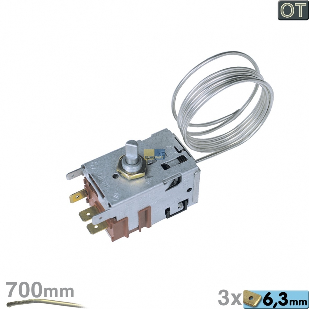 Thermostat 077B0829 Danfoss 700mm Kapillarrohr 3x6,3mm AMP